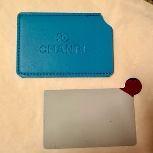 Aqua Blue Chanel Cardholder with Mirror. NEW in Box. Mirror remains SEALED